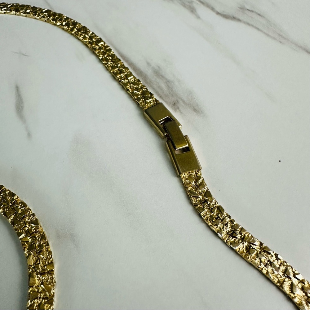 Golden Nugget Style Vintage 24” Gold Plated Necklace - Picture 8 of 13